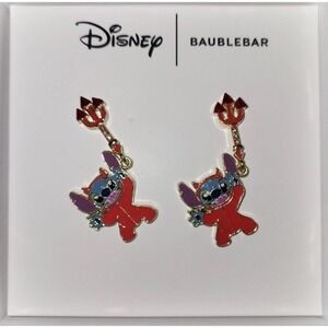 Disney X BAUBLEBAR Halloween Dangle Stitch Red Devil Pitchfork Earrings‎